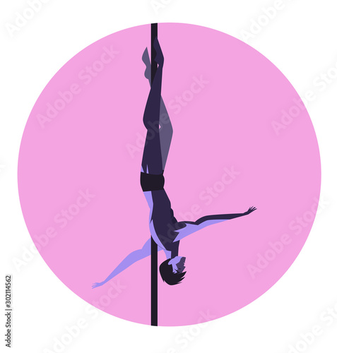 man pole dancer inverted figure