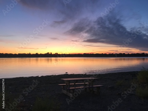 sunset on lake