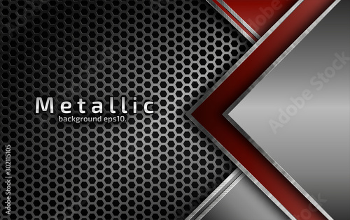 Abstract black and gray vector abstract background image, red metal design concept Modern geometric