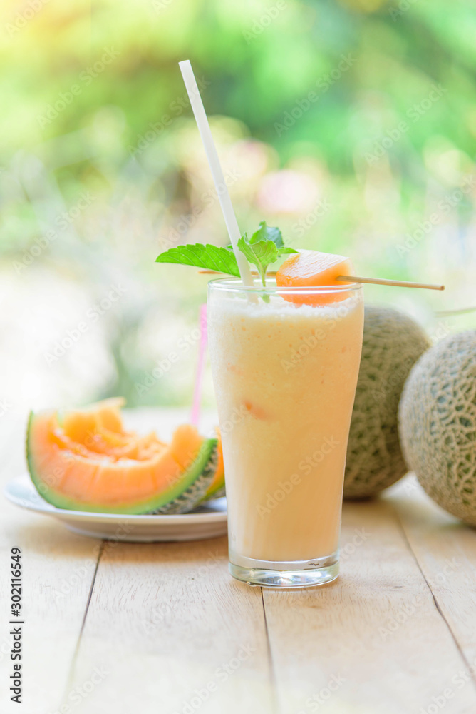 Milk melon Smoothie in glass Milk melon Smoothie in glass