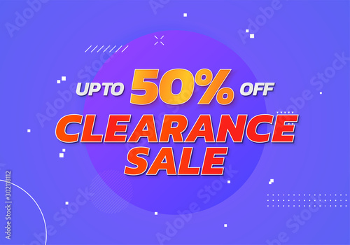 Clearance Sale poster background. Up to 50% off online shop social media banner promotion template vector design with abstract style illustration