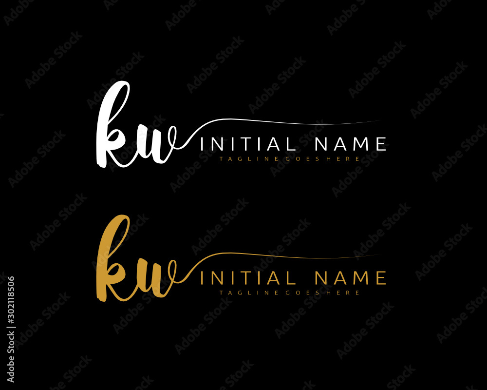 K W KW Initial handwriting logo vector. Hand lettering for designs