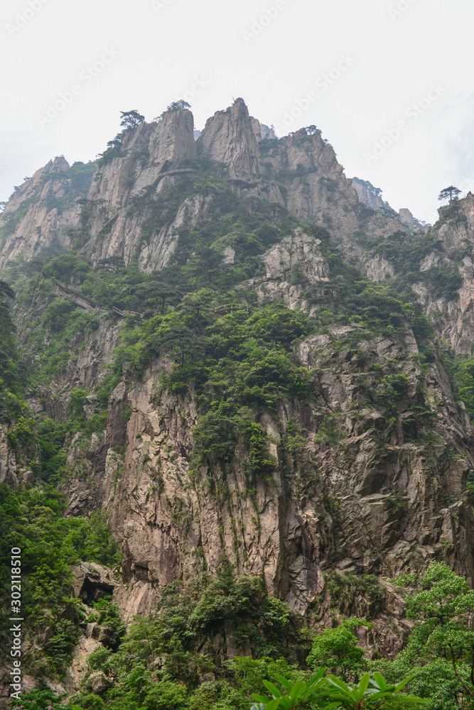 Yellow Mountains.Mount Huangshan.A mountain range in southern Anhui province in eastern China. Yellow Mountains.Mount Huangshan.A mountain range in southern Anhui province in eastern China.