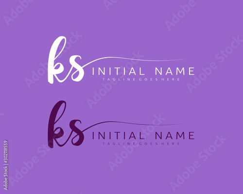 K S KS Initial handwriting logo vector. Hand lettering for designs
