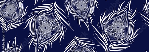 Peacock's tail seamless pattern, african fashion ornament in vibrant colours, picture art and abstract background for Fabric Print, Scarf, Shawl, Carpet, Kerchief, Handkerchief, vector illustration fi