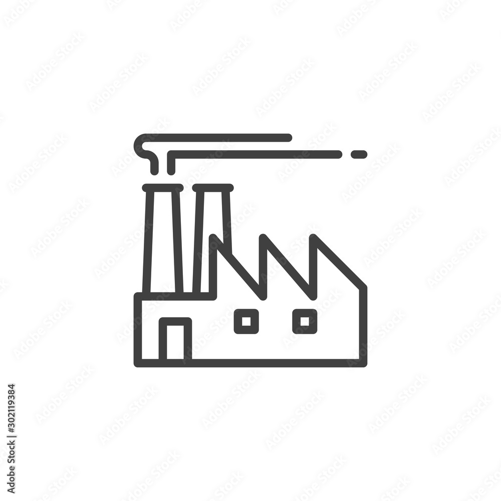 Industrial factory line icon. linear style sign for mobile concept and web design. Factory building outline vector icon. Symbol, logo illustration. Vector graphics Industrial factory line icon. linear style sign for mobile concept and web design. Factory building outline vector icon. Symbol, logo illustration. Vector graphics