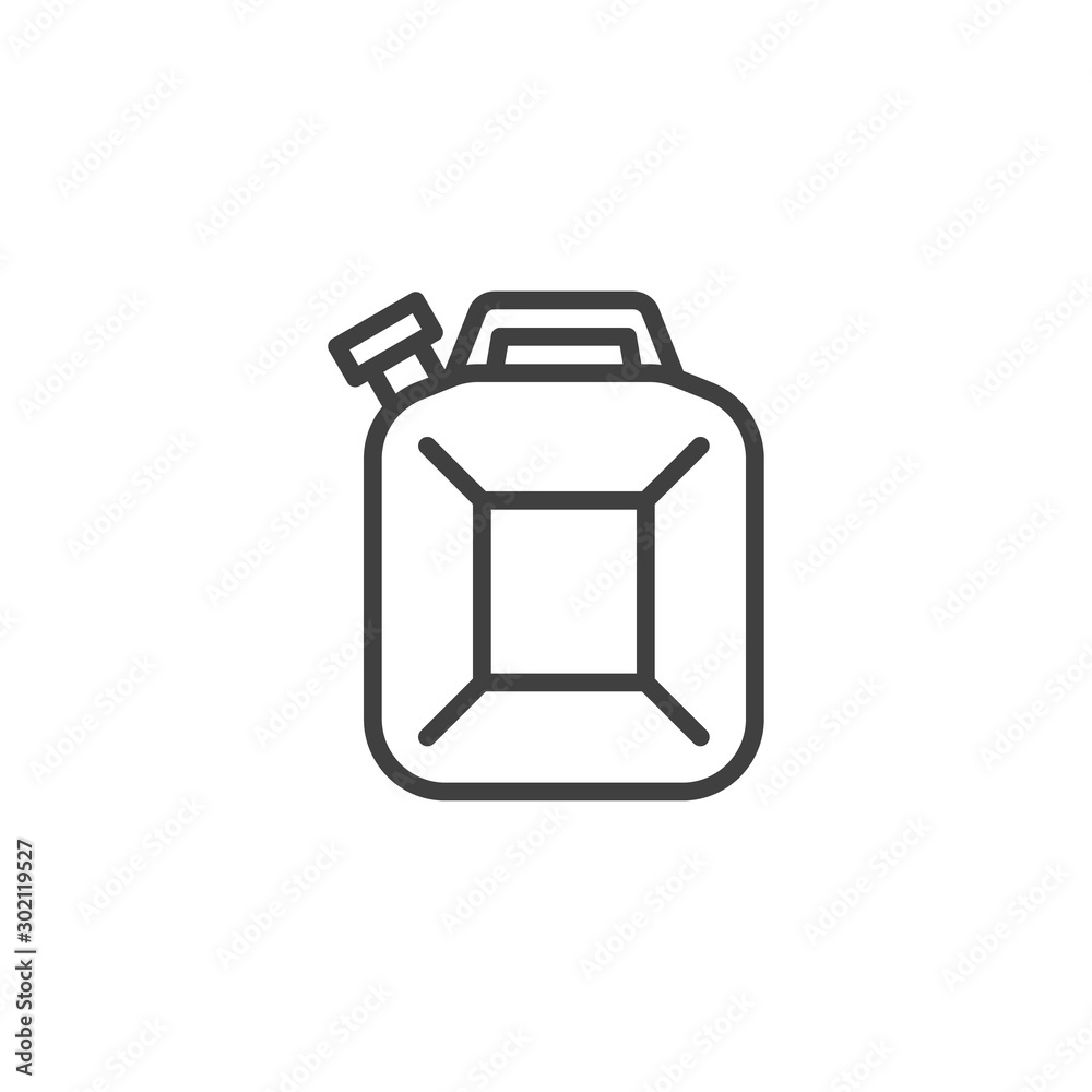 Fuel canister line icon. linear style sign for mobile concept and web design. Jerrycan Canister outline vector icon. Symbol, logo illustration. Vector graphics Fuel canister line icon. linear style sign for mobile concept and web design. Jerrycan Canister outline vector icon. Symbol, logo illustration. Vector graphics