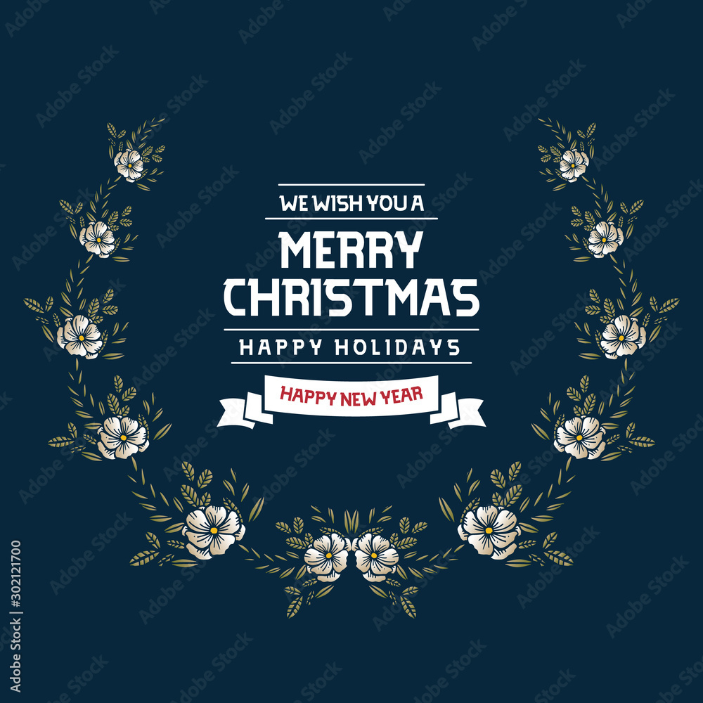 Place for text, christmas happy holiday, with elegant style leaf flower frame. Vector