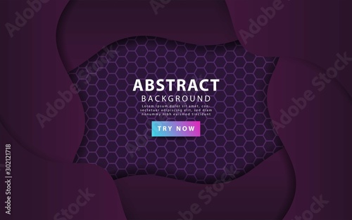 modern purple abstract wavy background On Hexagon Texture, Technology Concept,Digital Template,can be used in cover design, poster, flyer, book design, social media template,vector illustration.