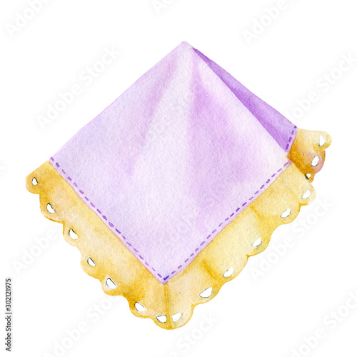 Leinwand Poster Lilac handkerchief with lace frill close-up
