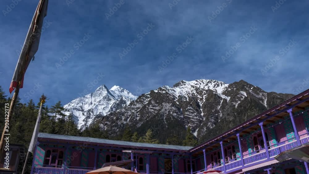 Day timelapse of the Annapurna Mountain Range in the morning from DhikurPokhari, on the way to Manang. Wide Shot. Day timelapse of the Annapurna Mountain Range in the morning from DhikurPokhari, on the way to Manang. Wide Shot.