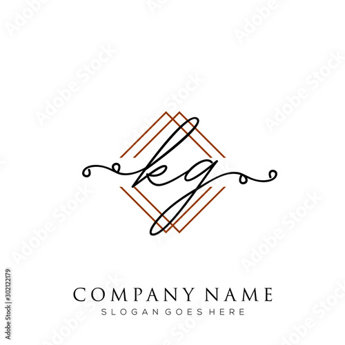 KG Initial Handwriting logo template vector