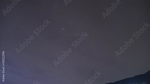 Cloudy Night sky timelapse hides the milky way galaxy in the background. Long exposure, wide shot. Location: Tikhe dhunga, Poon hill, Kaski, Nepal. photo