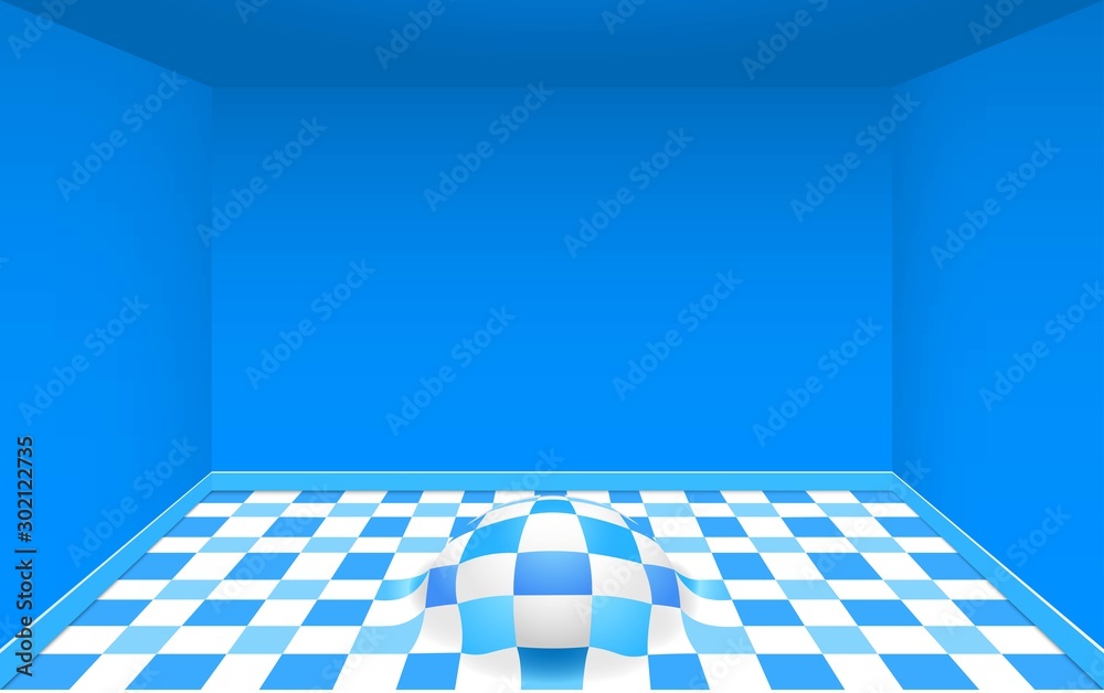 colorful tile floor in the blue room