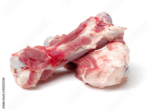 Pig Bone Used For Cooking Soup Base on white background photo
