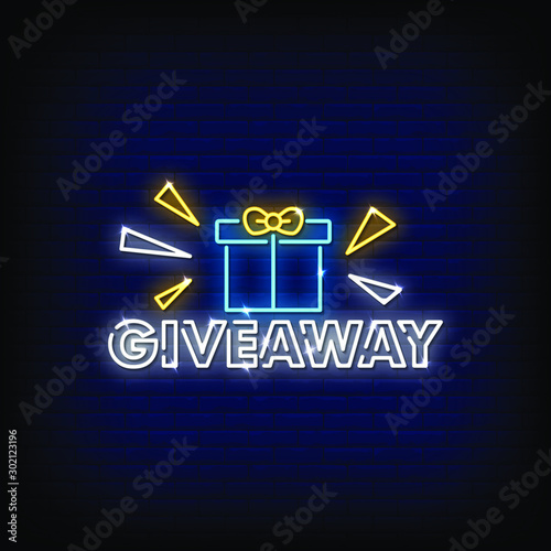 Giveaway Neon Signs Style Text Vector