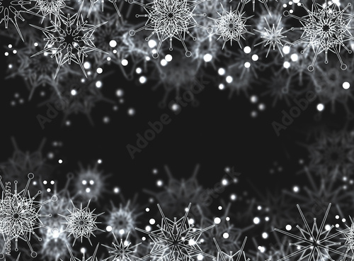 Beautiful black and white christmas background with snowflakes.