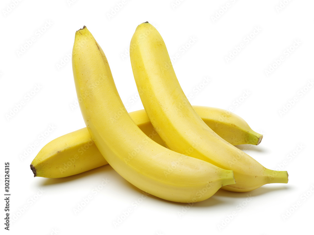 Fresh ripe bananas on white background  - obrazy, fototapety, plakaty 