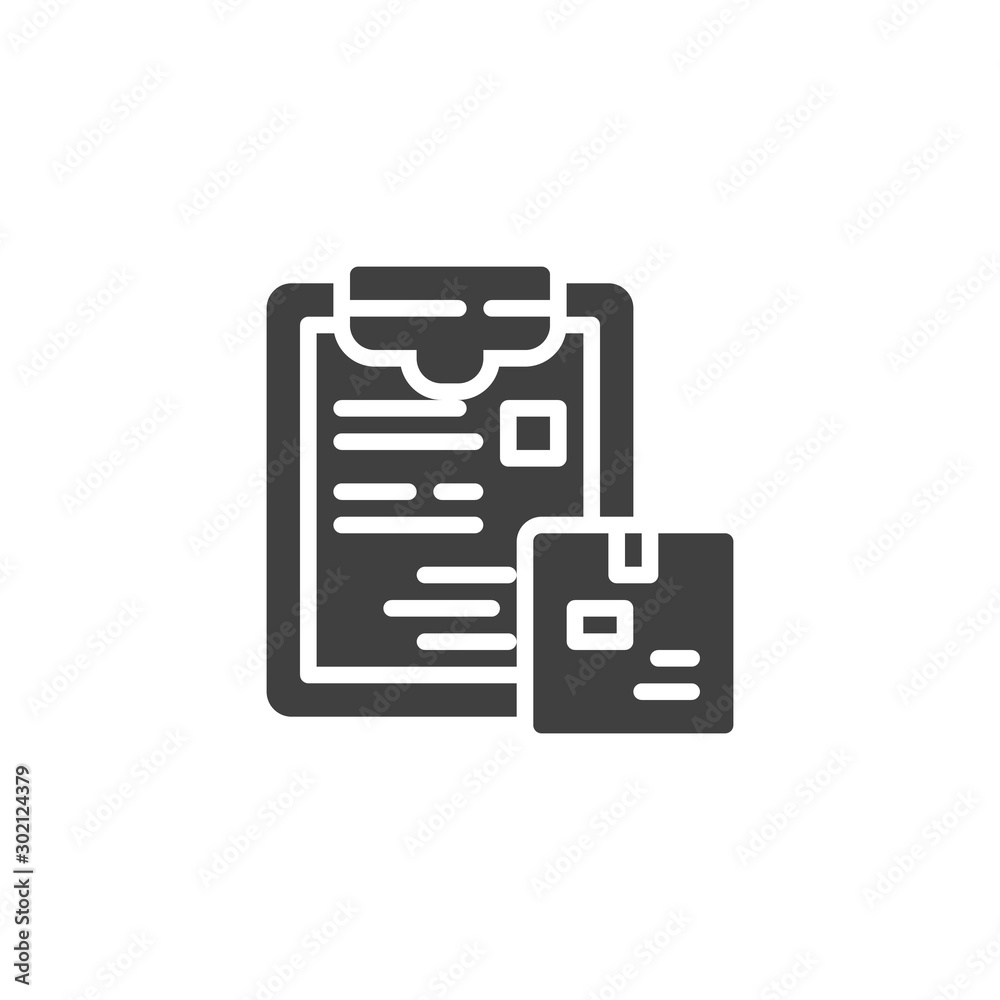 Fast delivery service vector icon. Document with parcel box filled flat sign for mobile concept and web design. Courier service glyph icon. Symbol, logo illustration. Vector graphics Fast delivery service vector icon. Document with parcel box filled flat sign for mobile concept and web design. Courier service glyph icon. Symbol, logo illustration. Vector graphics
