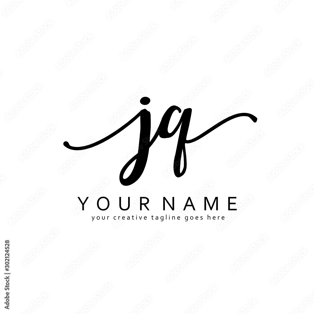 Handwriting J Q JQ initial logo template vector Handwriting J Q JQ initial logo template vector