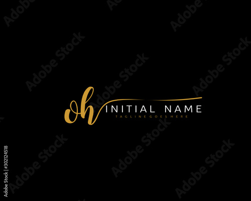 O H OH Initial handwriting logo vector. Hand lettering for designs.