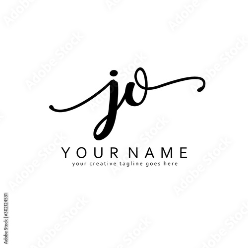 Handwriting J O JO initial logo template vector