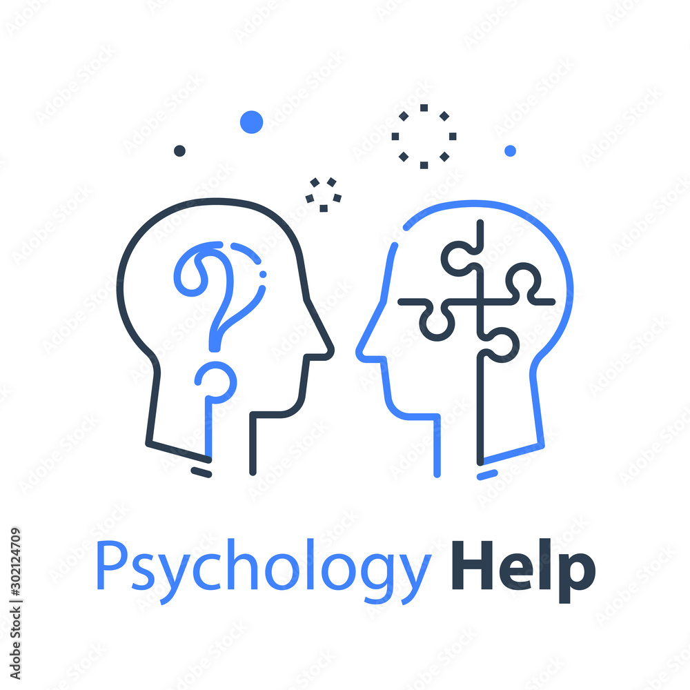 Human head profile and jigsaw puzzle, cognitive psychology or psychotherapy concept, mental health