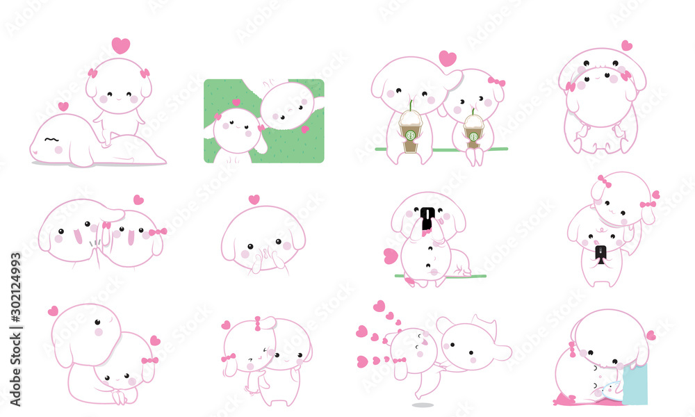 cute couple in love cartoon vector for valentine's day
