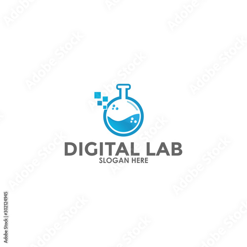 Creative Laboratory Concept Logo Design, Lab Logo Vector Template