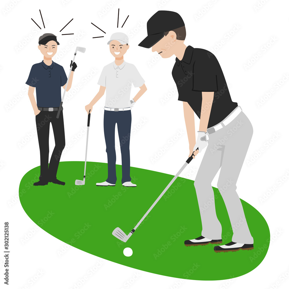男性のイラスト ゴルフ場でゴルフをしている男性たち Stock Vector Adobe Stock