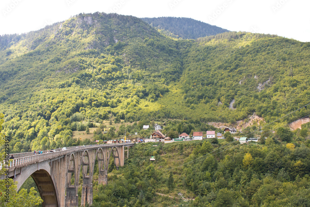 Bridge in the mountains of Montenegro. Selective focus.