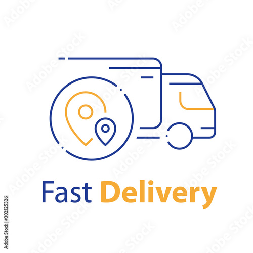 Truck delivery, transportation company, distribution service, logistics solution