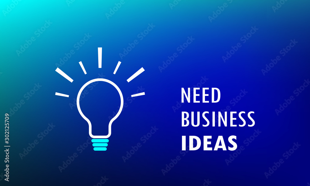 Light bulb shape with need new business ideas text on dark blue background. Light bulb shape with need new business ideas text on dark blue background.