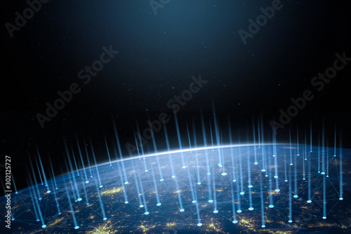 Global network for the exchange of data on the planet Earth. Elements of this image furnished by NASA.