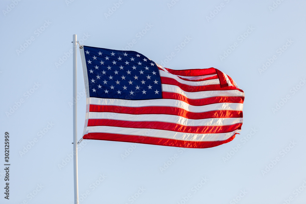 4th of July - Independence day. American flag blown in the wind USA flag