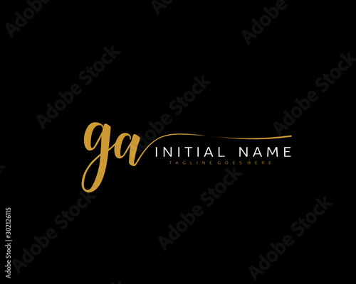 G A GA Initial handwriting logo vector. Hand lettering for designs.