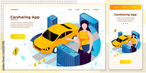 Vector girl manager with notebook offer car share