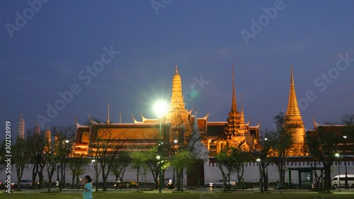 timelapse Wat Phra Kaew in Bangkok, Thailand photo