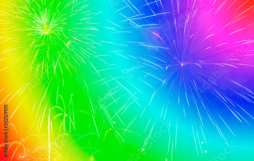 Abstract background with fireworks and colorful for Happy New Year concept background.