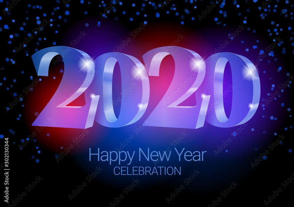 Vector text Design 2020. gold 3d numbers. Happy new year template greeting card.