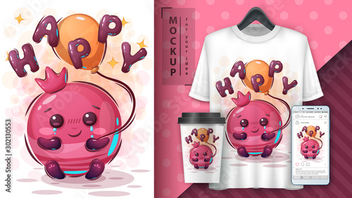Cute pomegranate poster and merchandising