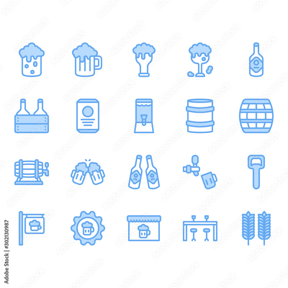 Beer and alcohol related icon and symbol set Beer and alcohol related icon and symbol set