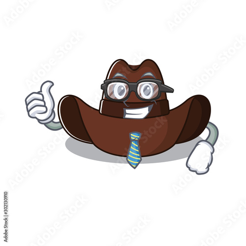 Cheerful on cowboy hat businessman cartoon character