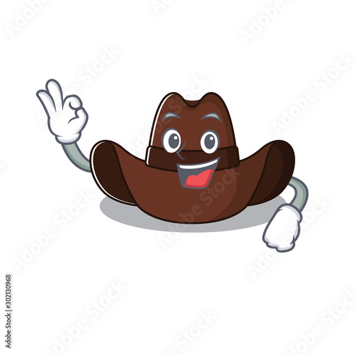 Cheerful on cowboy hat okay cartoon character