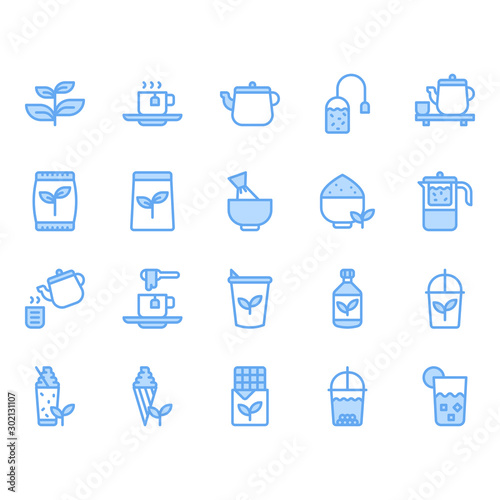 Green tea icon and symbol set