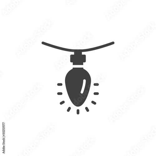 Christmas lights vector icon. filled flat sign for mobile concept and web design. Xmas garland lamp glyph icon. Symbol, logo illustration. Vector graphics