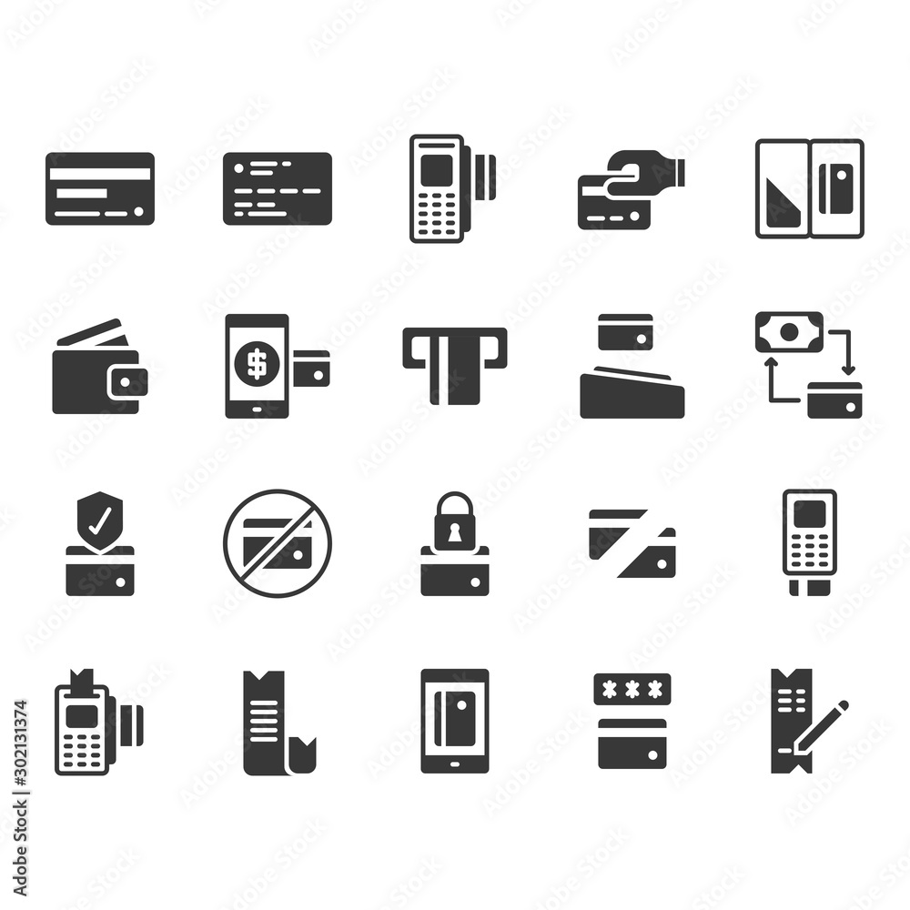 Credit card symbol icon set. Credit card symbol icon set.
