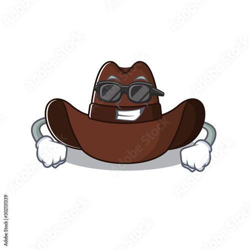Cheerful on cowboy hat super cool cartoon character