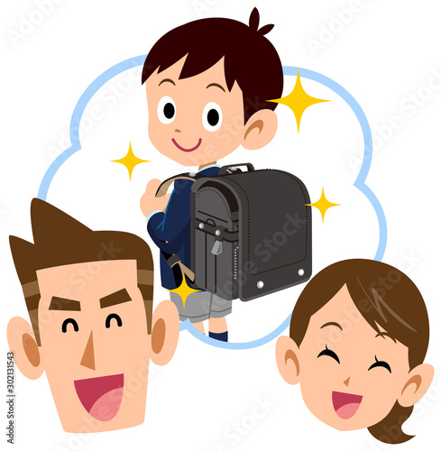 息子の入学を喜ぶ両親