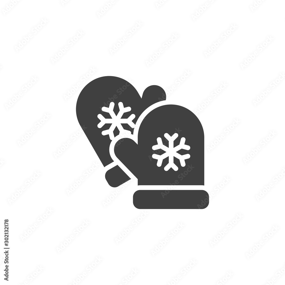 Christmas gloves vector icon. filled flat sign for mobile concept and web design. Mitten with snowflake glyph icon. Symbol, logo illustration. Vector graphics Christmas gloves vector icon. filled flat sign for mobile concept and web design. Mitten with snowflake glyph icon. Symbol, logo illustration. Vector graphics